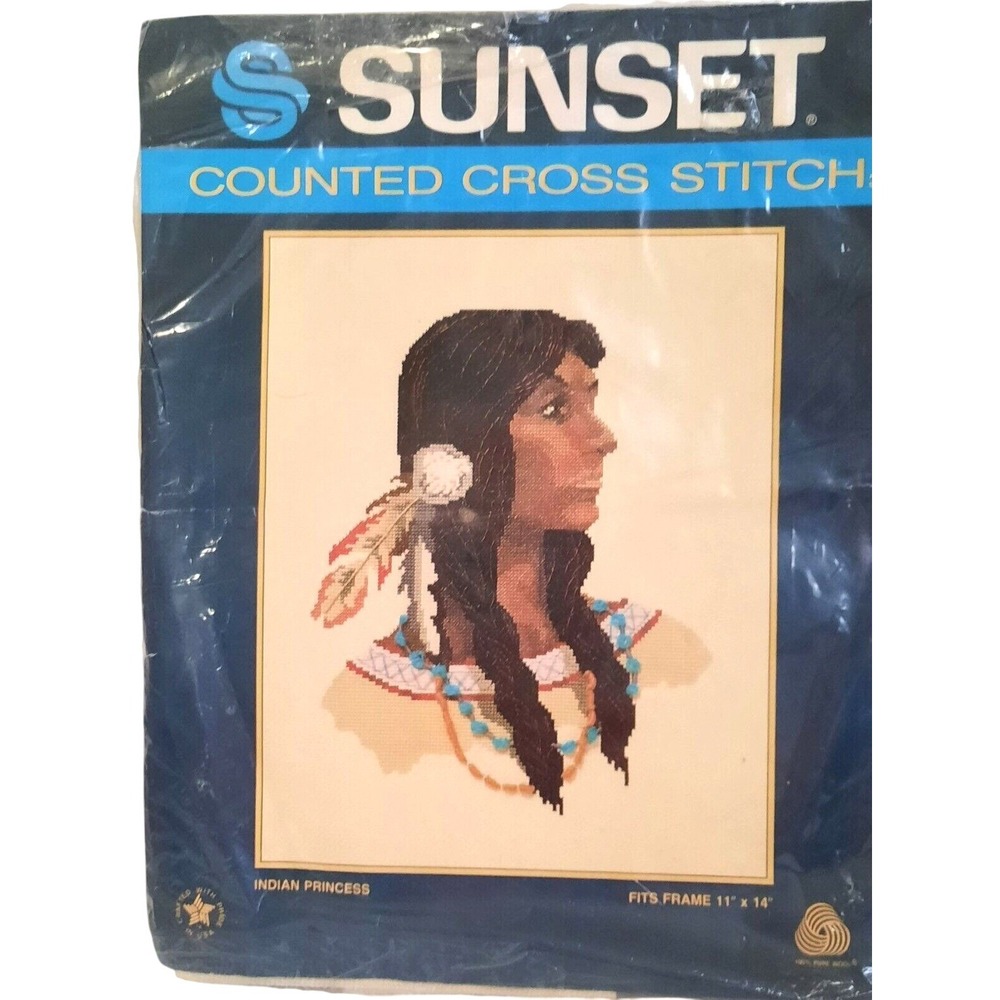Sunset Counted Cross Stitch Kit Indian Princess 3003 Native American 11x14 DIY